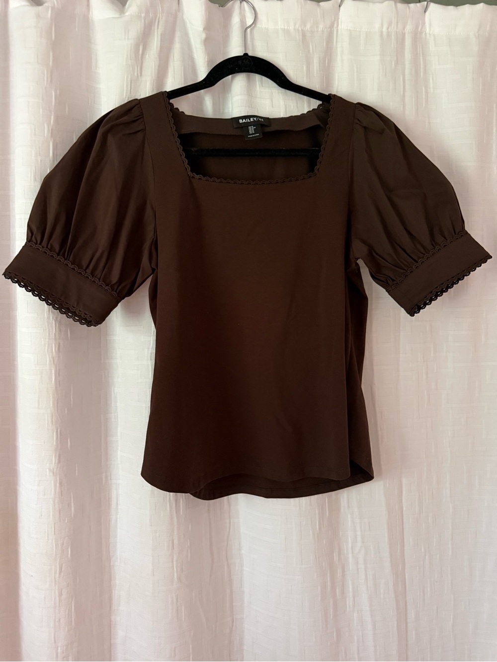 Bailey 44 Chocolate Brown Puff Sleeve Blouse Size M